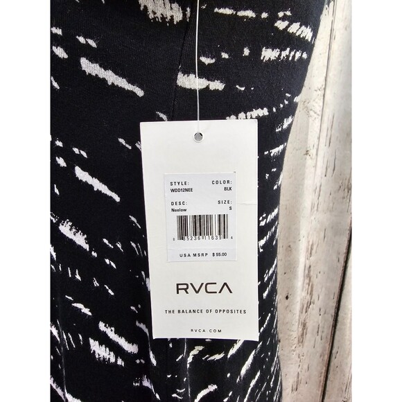 ALK Women's Small RVCA Black & White Long Sleeve Skater A-Line Jersey Dress NEW - Picture 6 of 9